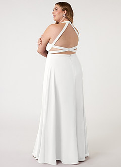 Azazie Clarice Bridesmaid Dresses White A-Line Halter Chiffon Dress image12