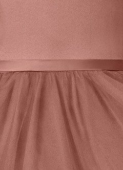 Azazie Marybell Flower Girl Dresses Cedar Rose A-Line Bow Tulle Dress image4