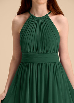 Azazie Malone Junior Vestido de Verde Oscuro de Gasa de Corte en A con Plisado image8