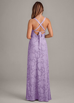 Azazie Aliza Bridesmaid Dresses Lilac A-Line Floral Burnout Dress image2