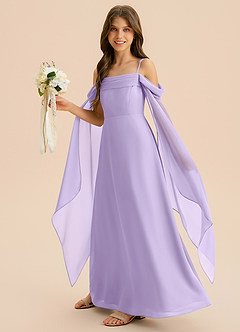 Azazie Moana Junior Linia A Pofałdowany Szyfon Długość podłogi Młodsza druhna Sukienka image5