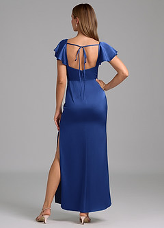 Azazie Demia Bridesmaid Dresses Royal Blue Sheath Sweetheart Neckline Stretch Satin Dress image6