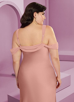 Barbie ♥ Azazie Bridesmaid Dresses Rosette Sheath Pleated Stretch Satin Dress image10