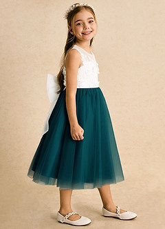 Azazie Lina Flower Girl Dresses Ivory Pine Ball-Gown Lace Dress image6