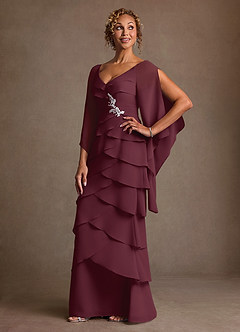 Azazie Arabinda 신부의 어머니 드레스 쉬스 셔링 쉬폰 플로어 길이 드레스 image3