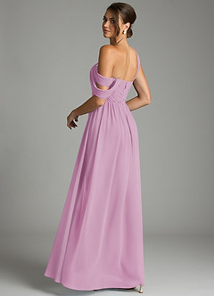 Azazie Kassandra Robes de demoiselle d'honneur Robe Trapèze en Mousseline de soie Épaule décolletée Rose Bonbon image6