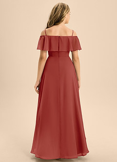 Azazie Maggie Junior Terracotta A-Line Off the Shoulder Chiffon Dress image6