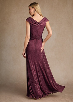Azazie Warren Mother of the Bride Dresses Berry A-Line Pleated Metallic Mesh Dress image4