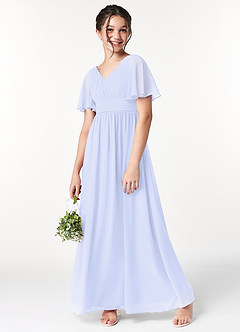 Azazie Temeka Junior Lavender A-Line Pleated Chiffon Dress image1
