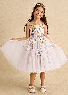 Azazie Osea Flower Girl Dresses Rose Petal Ball-Gown Pleated Tulle Dress image8