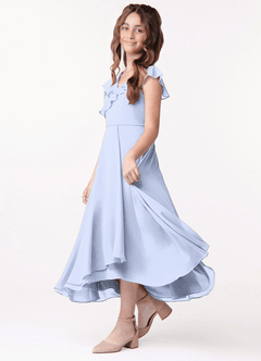 Azazie Posie Junior Ice A-Line Ruched Chiffon Dress image2