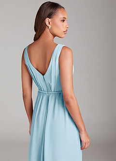 Azazie Tanicia Robes de demoiselle d'honneur Robe Trapèze en Mousseline de soie Plissée Bleu Ciel image6