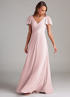 Azazie Soren Bridesmaid Dresses Blushing Pink A-Line Ruched Chiffon Dress image5
