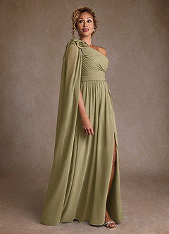 Azazie Lancaster Mother of the Bride Dresses Moss Green A-Line One Shoulder Chiffon Dress image3