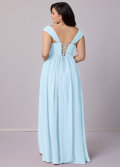 Barbie ♥ Azazie Robes de demoiselle d'honneur Robe Trapèze en Mousseline de soie Corset Bleu Ciel image19