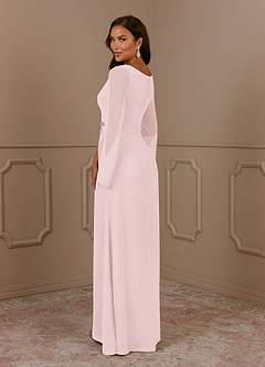 Azazie Belinda Mother of the Bride Dresses Blushing Pink A-Line V-Neck Pleated Chiffon Dress image4