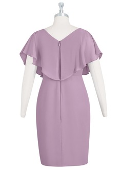 Azazie Julia Kleider für die Brautmutter Etui V-Hals Gefaltet Chiffon Kleid Blauregen image7