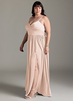 Azazie Zeya Bridesmaid Dresses Blushing Pink A-Line Pleated Stretch Satin Dress image13