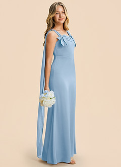 Azazie Chelsea Junior Powder Blue Sheath Pleated Stretch Satin Dress image1