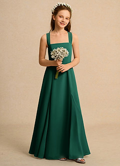 Azazie Tater Junior Formal vestidos de niña de las flores Vestido de Esmeralda de Gasa de Corte En A con Plisado image4