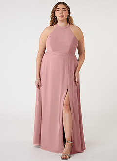 Azazie Clarice Bridesmaid Dresses Dusty Rose A-Line Halter Chiffon Dress image8