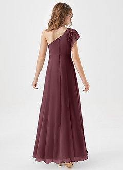 Azazie Arabella Junior Vestido de Agave de Gasa de Corte en A con Volante image6