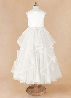 Azazie Sofia Flower Girl Dresses Ivory A-Line Beaded Tulle Dress image9