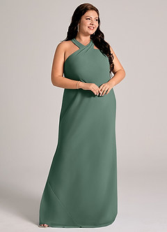 Azazie Doretta Bridesmaid Dresses Sea Moss Mermaid Pleated Chiffon Dress image10