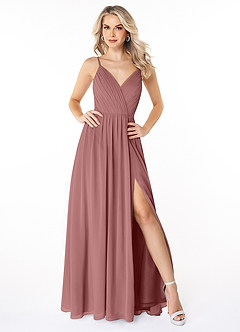 Azazie Gracie Bridesmaid Dresses Desert Rose A-Line Pleated Chiffon Dress image1