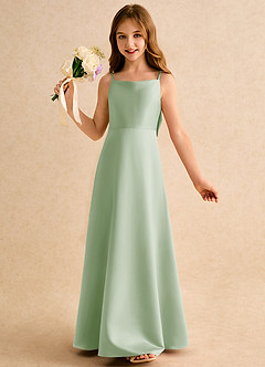 Azazie Joella Junior Formal Flower Girl Klänningar Klä A-Line i Matt satäng Plisserad image3