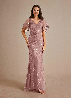 Azazie Milan Mother of the Bride Dresses Dusty Rose Sheath Sequins Dress image1