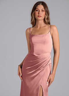 Azazie Donielle Bridesmaid Dresses Rosette Mermaid Corset Stretch Satin Dress image6