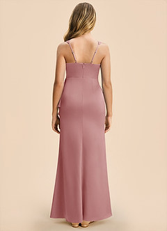 Azazie Adrienne Junior Robe Fourreau en Satin extensible Plissé Rose Poussiéreuse image2