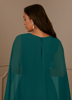 Azazie Isa Mother of the Bride Dresses Peacock A-Line V-Neck Pleated Chiffon Dress image6