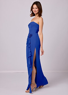 Barbie ♥ Azazie Jurken voor bruidsmeisjes Converteerbaar Jurk van Chiffon met Kolom Strapless Koningsblauw image2