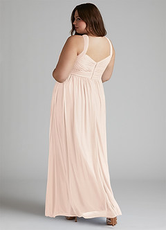 Azazie Hillian Bridesmaid Dresses Blushing Pink A-Line Halter Pleated Mesh Dress image12