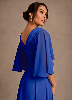 Azazie Tilda Mother of the Bride Dresses Royal Blue A-Line Lace Chiffon Dress image4