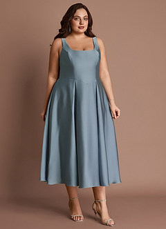Olivia Powder Blue Pleated Midi Dress image9