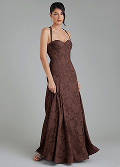 Azazie Bea Bridesmaid Dresses Ganache A-Line Corset Floral Burnout Dress image6