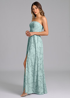 Azazie Wren Robes de demoiselle d'honneur Robe Trapèze en Blumen-Burnout Sans bretelles Brume image5