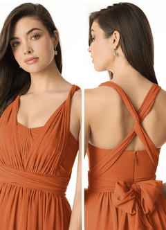 Azazie Olani Brautjungfernkleider Wandelbar A-Linie Schulterfrei Chiffon Kleid Kanel image5