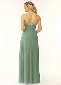 Azazie Naeem Bridesmaid Dresses Matcha A-Line V-Neck Ruffle Chiffon Dress image2