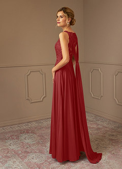Azazie Joules Mère de la mariée Robes Robe Trapèze en Mousseline de soie Paillettes Rouille image5