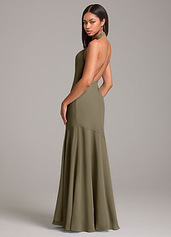 Azazie Lorena Bridesmaid Dresses Willow Green Mermaid Pleated Chiffon Dress image6