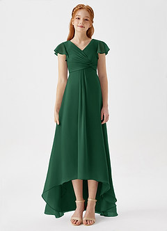 Azazie Breanne Junior Dark Green A-Line Chiffon Dress image6