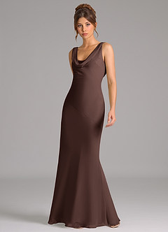 Azazie Rylina Bridesmaid Dresses Ganache Mermaid Pleated Chiffon Dress image3