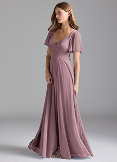 Azazie Kimber Final Sale Agave A-Line with Pockets Mesh Dress image4