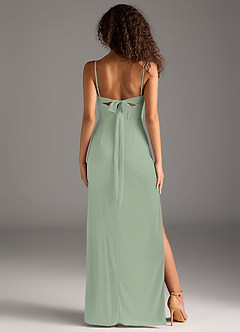 Azazie Mai Bridesmaid Dresses Dusty Sage Sheath Pleated Mesh Dress image5