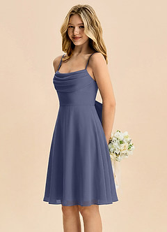 Azazie Bear Junior Stormy A-Line Pleated Chiffon Dress image4