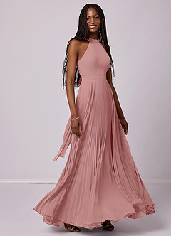 Barbie ♥ Azazie Bridesmaid Dresses Dusty Rose A-Line Pleated Chiffon Dress image10